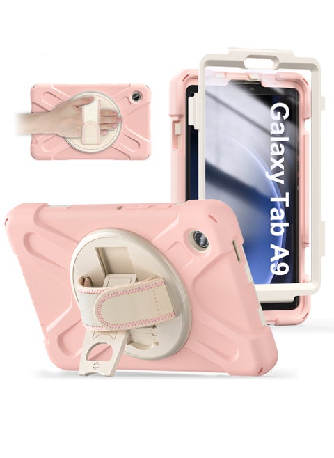 Samsung Galaxy Tab A9 Case 8.7 Inch 2023 SM-X110/X115/X117 for Kids | Heavy Duty Shockproof Case with Rotating Stand Hand Strap for Galaxy Tab A9 Tablet 2023