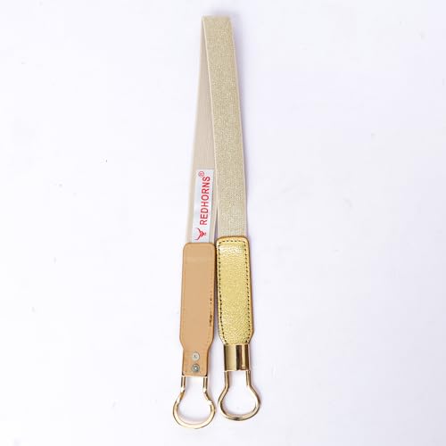 REDHORNS Elastic Fabric Waist Belt for Women Dresses Elegant Design Stretchy Slim Ladies Belt Saree Girls Jeans - Free Size (LD37-ALL) (Free Size- Gold) - Image 3