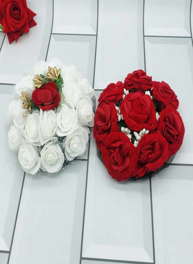 Arooman Bun Juda Flower Gajra Hair Accessories For Women Multicolor Pack-2 - Image 4