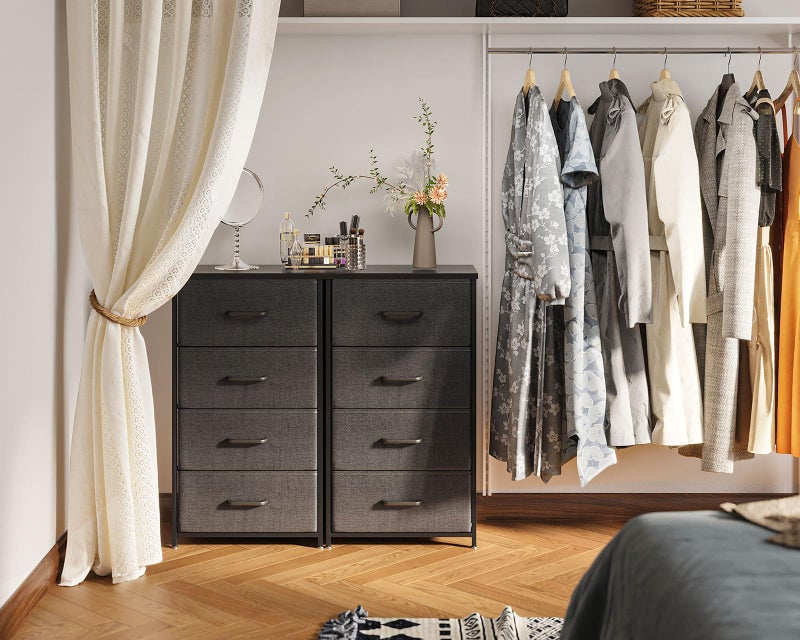 AODK Dresser for Bedroom with 4 Storage Drawers, Small Dressers Chest of Drawers Fabric Dressers with Sturdy Steel Frame, Dresser for Closet with Wood Top, Dark Grey - Image 5