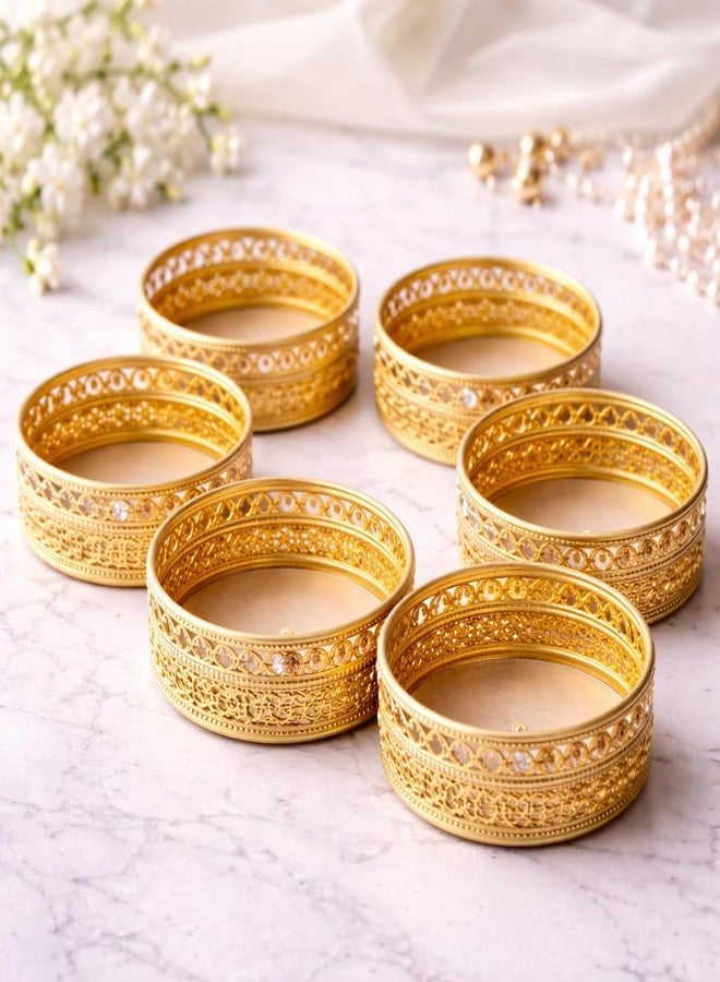 KYZZO Small Katori Tealight Diya Candle Holder with Wax, Round Tealight Candle Holder for Diwali Decoration, Pooja Thali Decor, Home Decoration, Decorative Tea Light Holder Stand - Image 4
