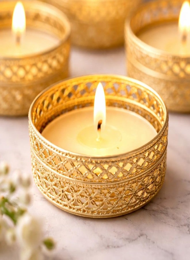 KYZZO Small Katori Tealight Diya Candle Holder with Wax, Round Tealight Candle Holder for Diwali Decoration, Pooja Thali Decor, Home Decoration, Decorative Tea Light Holder Stand - Image 3