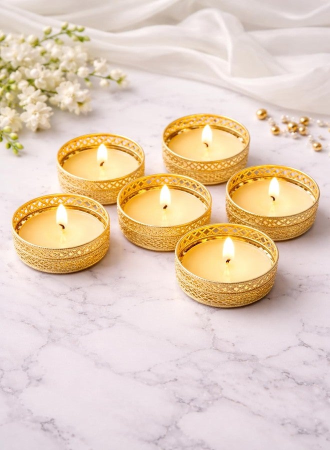 KYZZO Small Katori Tealight Diya Candle Holder with Wax, Round Tealight Candle Holder for Diwali Decoration, Pooja Thali Decor, Home Decoration, Decorative Tea Light Holder Stand - Image 2