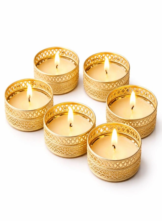 KYZZO Small Katori Tealight Diya Candle Holder with Wax, Round Tealight Candle Holder for Diwali Decoration, Pooja Thali Decor, Home Decoration, Decorative Tea Light Holder Stand - Image 1