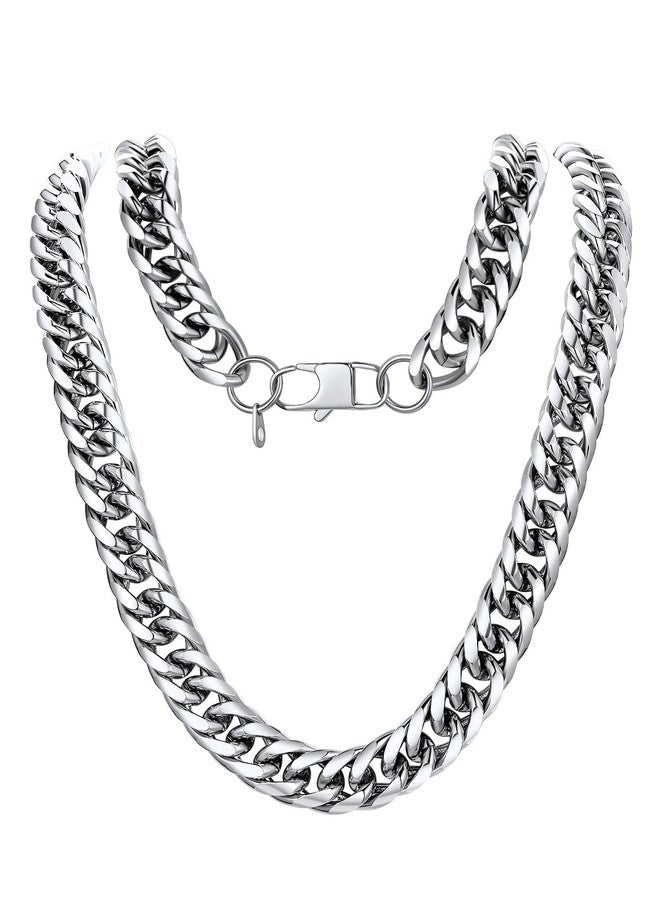 U7 Men Hip Hop Chunky Chain Stainless Steel Hip Jewelry Franco Curb Link 12MM Wide Rapper 18 Inch Choker Necklace - Image 1