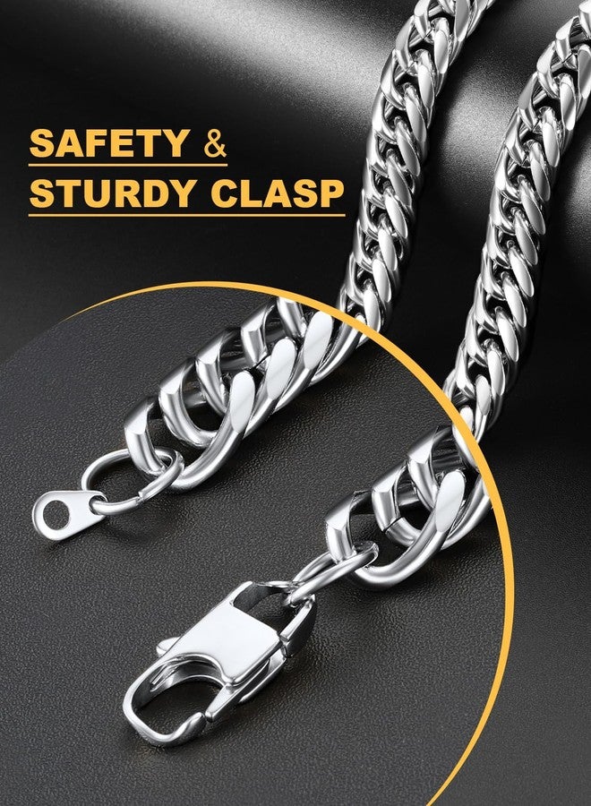 U7 Men Hip Hop Chunky Chain Stainless Steel Hip Jewelry Franco Curb Link 12MM Wide Rapper 18 Inch Choker Necklace - Image 5