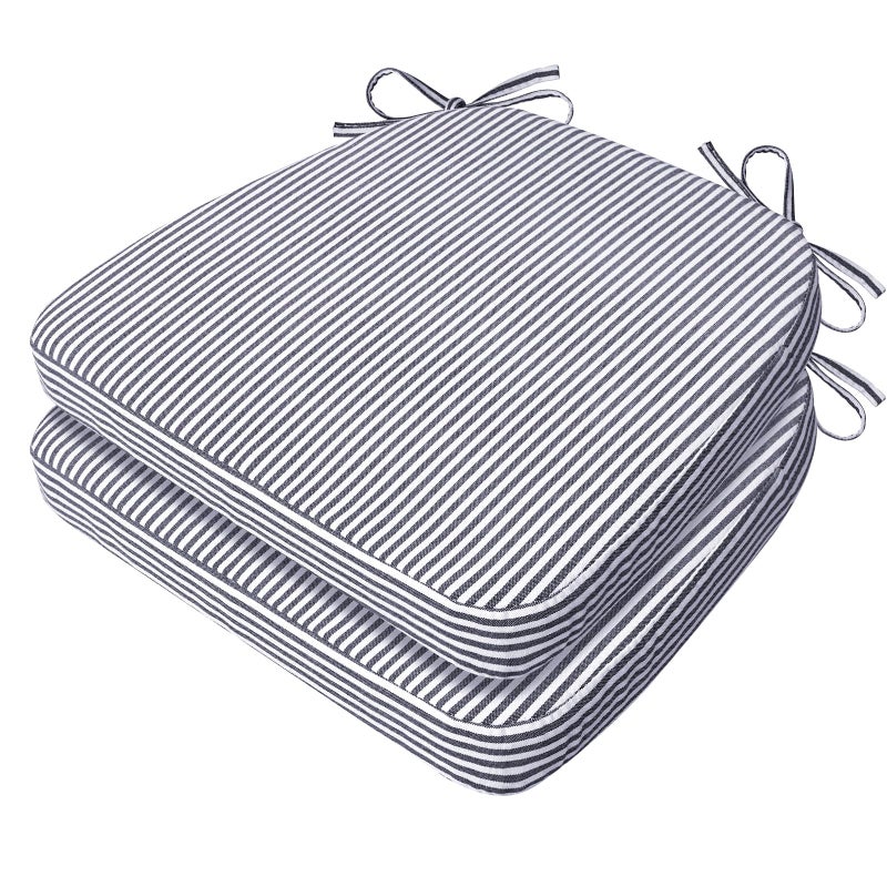 AAAAAcessories DShaped Chair Cushions Featuring Ties and Removable MachineWashable Cover 2 Thick Seat Pads for Kitchen and Dining Rooms 17 x 16 Set of 4 Pinstripe Dark Gray - Image 2