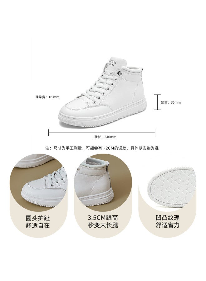 Goldlion Genuine Leather Platform High-top White Sneakers Women 2026 Spring New Lace-free Slip-on Casual Shoes - Image 5
