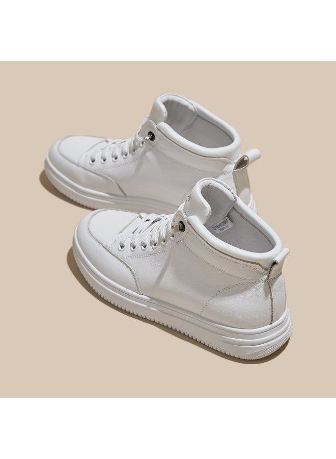 Goldlion Genuine Leather Platform High-top White Sneakers Women 2026 Spring New Lace-free Slip-on Casual Shoes - Image 3