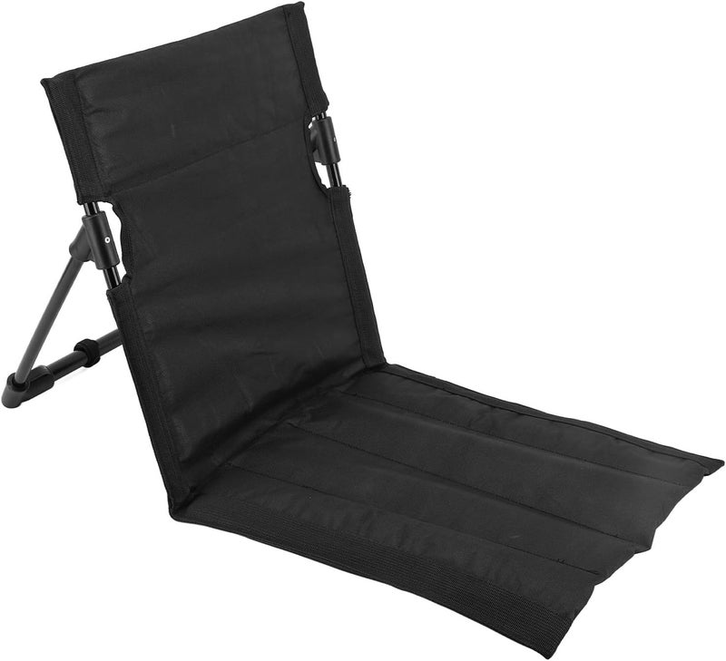 fannay Beach Lounger Chair, 600D Oxford Cloth Folding Beach Lounge Chair Compact Shoulder Strap with Back Support for Outdoor Activities (Black) - Image 1
