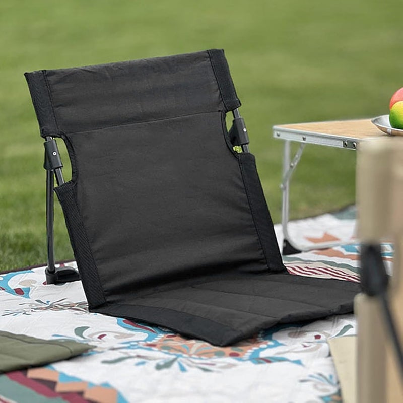 fannay Beach Lounger Chair, 600D Oxford Cloth Folding Beach Lounge Chair Compact Shoulder Strap with Back Support for Outdoor Activities (Black) - Image 2