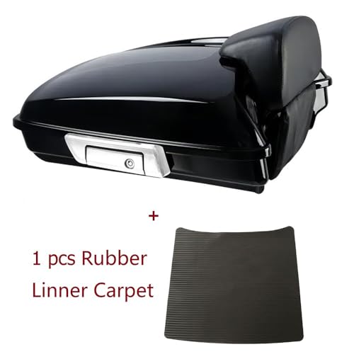 Fjpacemt Chrome Razor Tour Luggage Trunk w/Backrest Pad for Harley Davidson Touring Street Glide Road Glide Road King Electra Glide 2014-2025 (5.5inch Deep) - Image 3