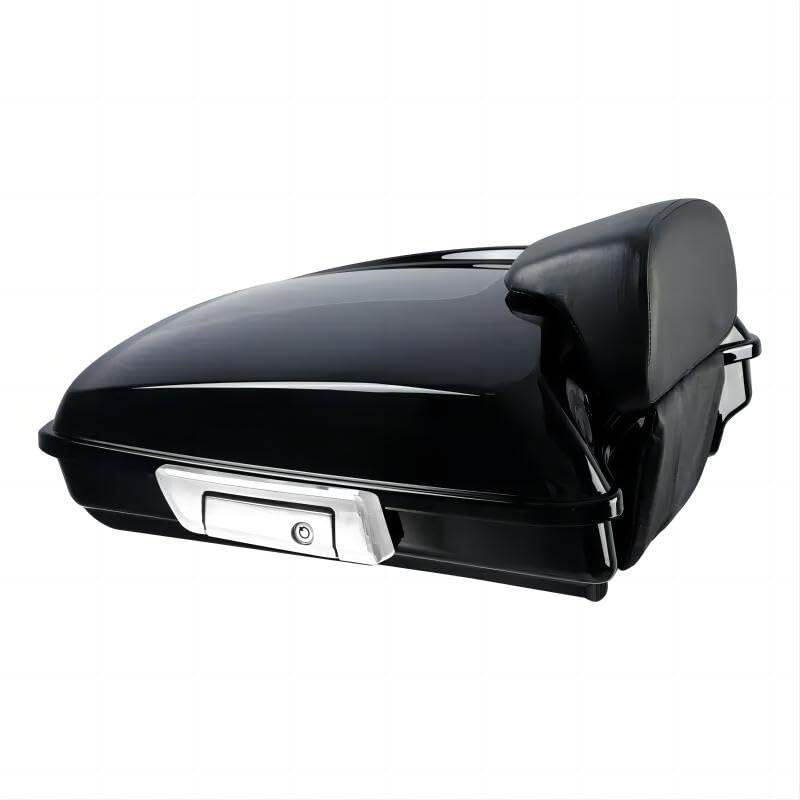Fjpacemt Chrome Razor Tour Luggage Trunk w/Backrest Pad for Harley Davidson Touring Street Glide Road Glide Road King Electra Glide 2014-2025 (5.5inch Deep) - Image 1
