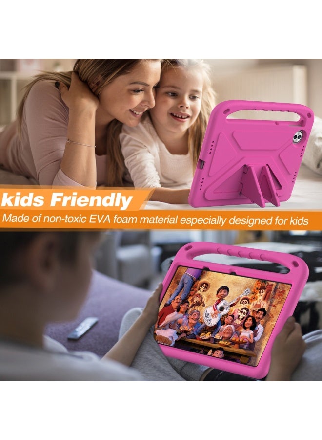 Cover for Honor Pad 10 12.1 Inch Released 2025 Tablet Case for Kids - Durable Lightweight EVA Shockproof Protective Handle Stand Cover Compatible with Honor Pad 10 12.1" (Rose Red) - Image 3