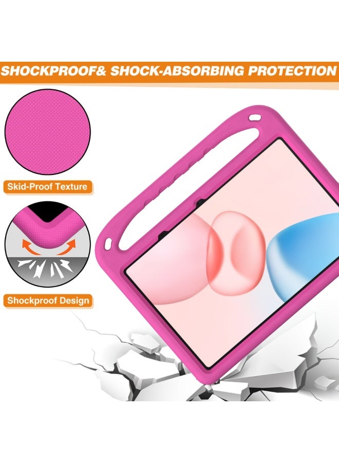 Cover for Honor Pad 10 12.1 Inch Released 2025 Tablet Case for Kids - Durable Lightweight EVA Shockproof Protective Handle Stand Cover Compatible with Honor Pad 10 12.1" (Rose Red) - Image 4