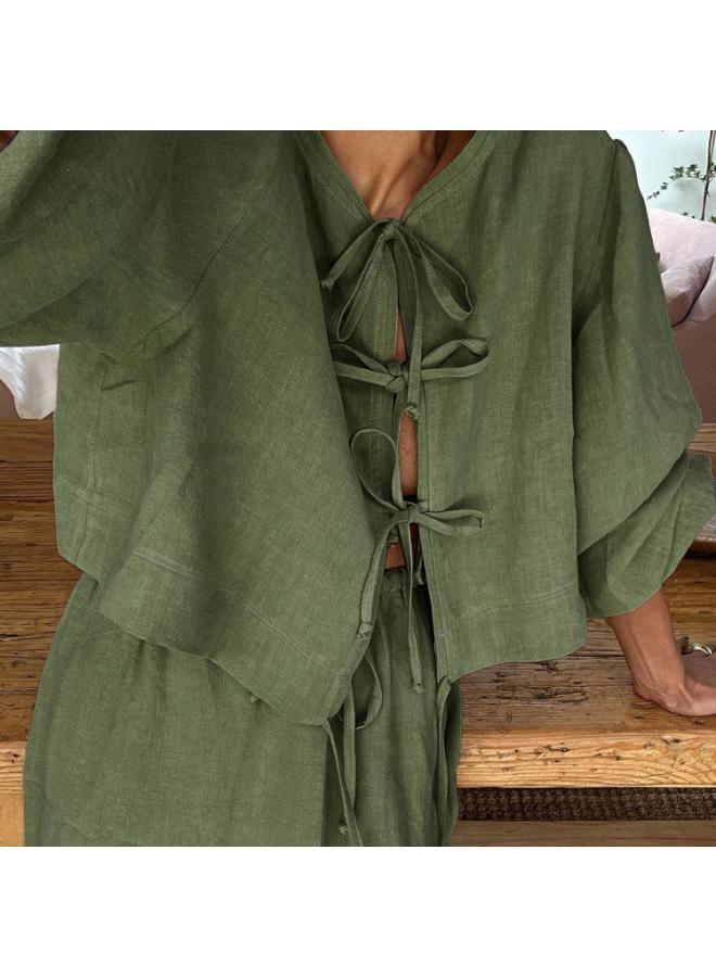 European And American Women's New Vintage Tea Style Wear A Set Of Bubble Sleeve Shirt Suit Summer Women's Skirt