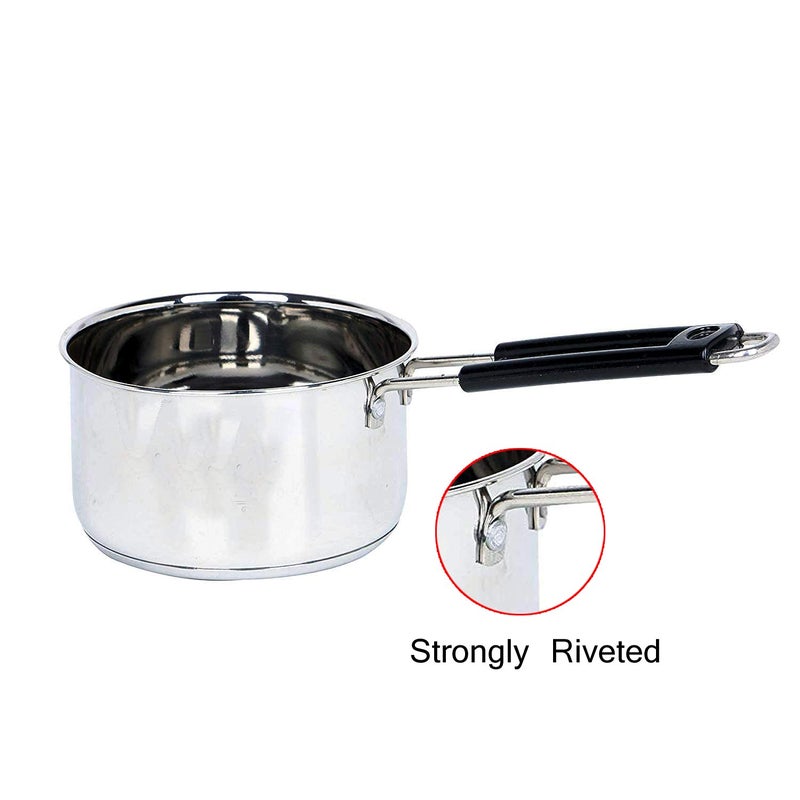 Dharam Paul Traders Stainless Steel Saucepan with Handle for Tea Induction and Gas Compatible Large - Image 4