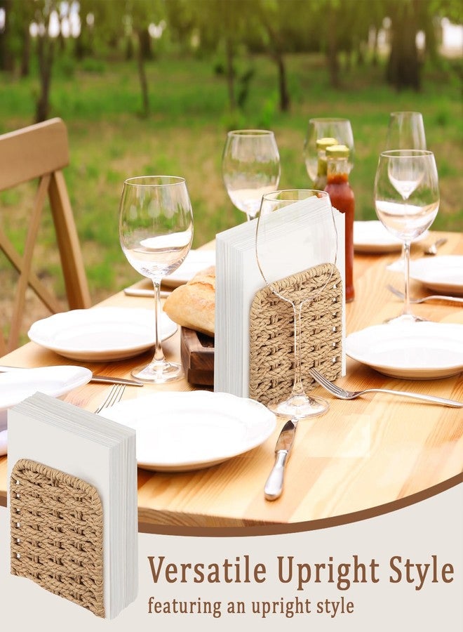 Threehoney Woven Rattan Wicker Upright Napkin Holders for Table Standing Paper Dispenser for Guest Restaurant Kitchen Bathroom Room Cocktail Decoration Indoor & Outdoor Party Use(Classic,Flaxen) - Image 5