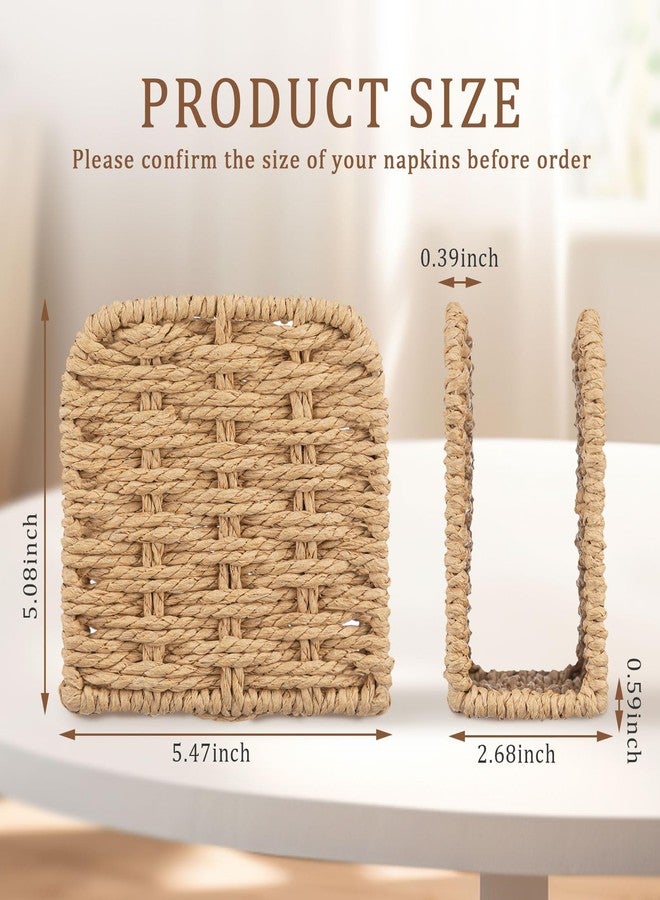 Threehoney Woven Rattan Wicker Upright Napkin Holders for Table Standing Paper Dispenser for Guest Restaurant Kitchen Bathroom Room Cocktail Decoration Indoor & Outdoor Party Use(Classic,Flaxen) - Image 2