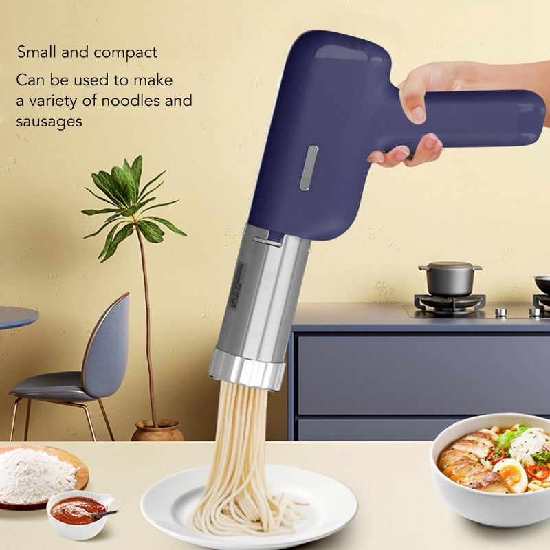 Blue Handheld Electric Pasta Maker Automatic Noodle Machine Cordless 40W Stainless Steel - Image 5