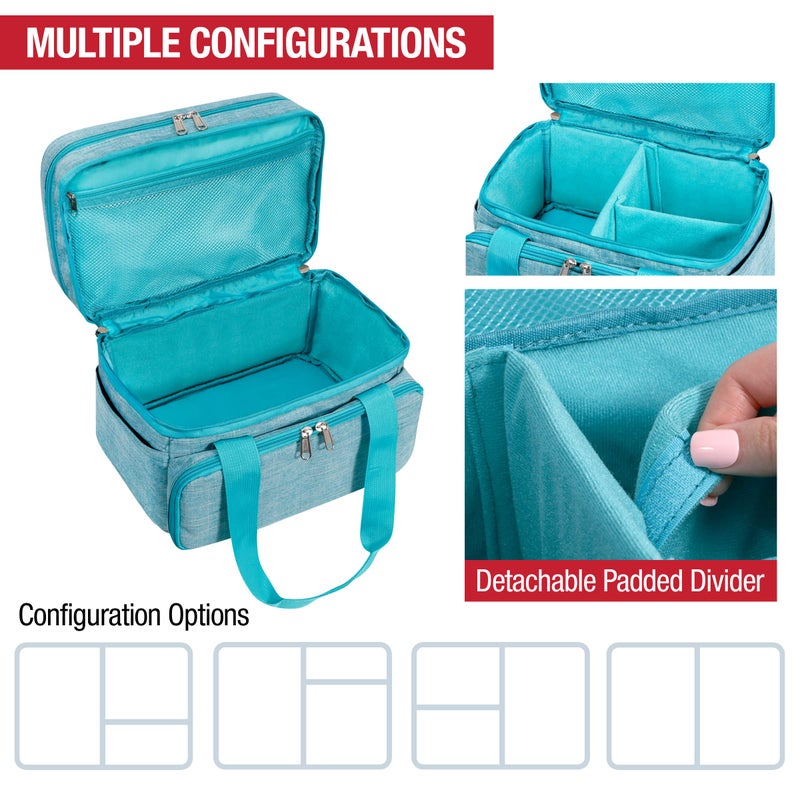 SINGER Sewing Accessories Organizer (Bag Only) â€“ Double Layer Portable Sewing Storage Bag | 2 Detachable Pouches and 18 Compartments, Large Sewing Supplies & Crafting Carry-all (Teal) - Image 3