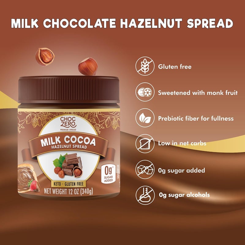 ChocZero Milk Chocolate Hazelnut Spread - Image 3
