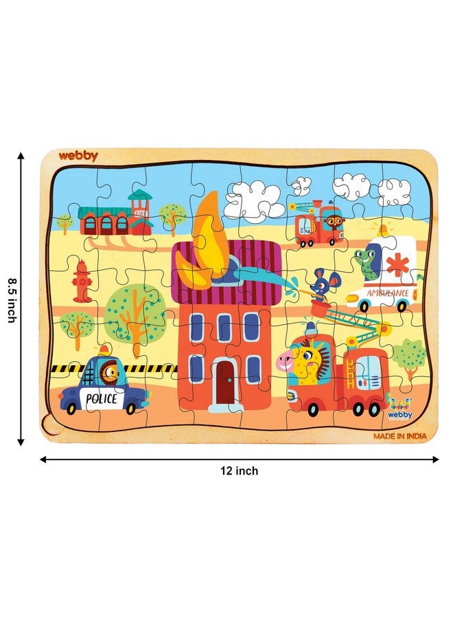 Webby Kids Emergency Vehicles Wooden Jigsaw Puzzle, 40Pcs - Image 2