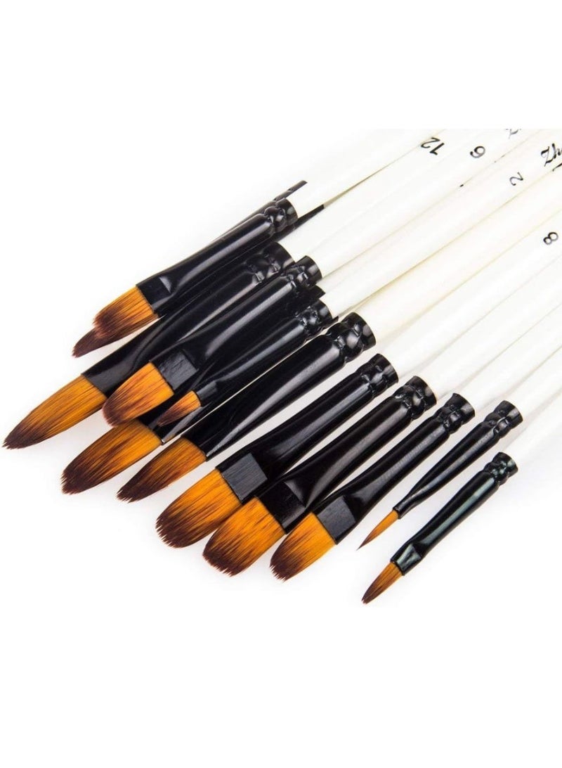 Keep Smiling Nylon Paint Brush Set Pack Of 24 - Flat Artist Brushes with Waterproof Rainbow Handles for Watercolor, Acrylic, Oil & Poster Paints - Image 5