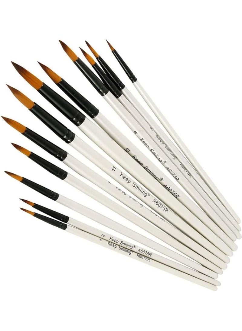 Keep Smiling Nylon Paint Brush Set Pack Of 24 - Flat Artist Brushes with Waterproof Rainbow Handles for Watercolor, Acrylic, Oil & Poster Paints - Image 2