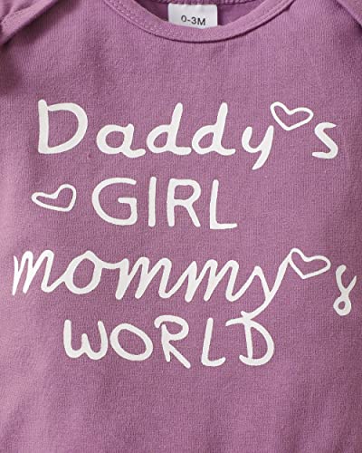 SODLON Baby Girl Clothes 0 3 Months Summer Newborn Girl Clothes Infant Outfits Ruffle Romper Floral Bell Bottoms Pants Gifts Stuff Cute Baby Clothes for Girls Dark Purple - Image 2