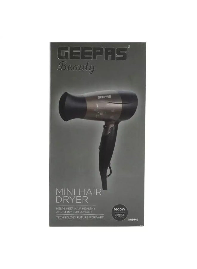 Geepas Beauty Mini Hair Dryer with Foldable Handle, GH8642- Grey - Image 2