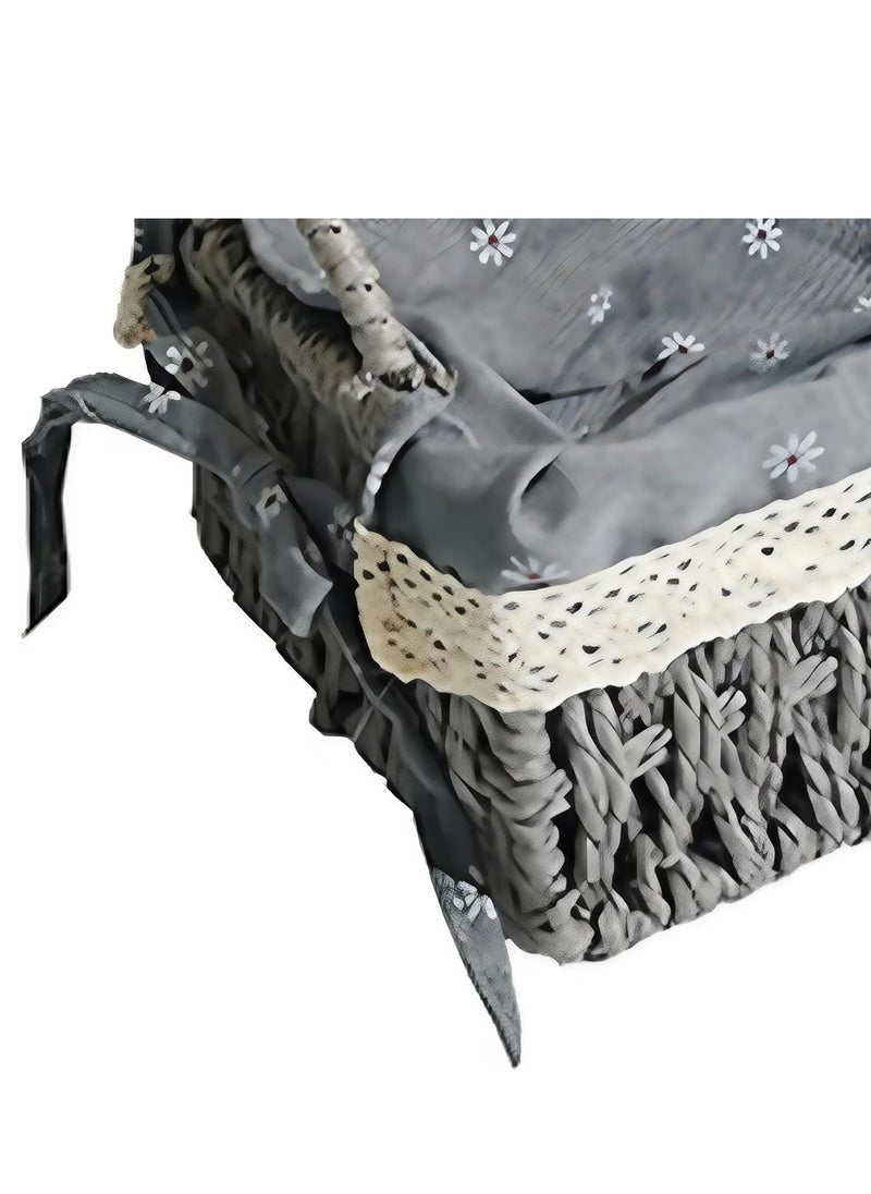 Cozy Nest - Set of 2 Eco-Friendly Handwoven Storage Baskets with Handles – Durable Rectangular Woven Bins with Sturdy Plastic Frame and Removable Fabric Liners, Home Organization for Living Room, Bedroom, Bathroom, and Nursery – Grey - Image 1