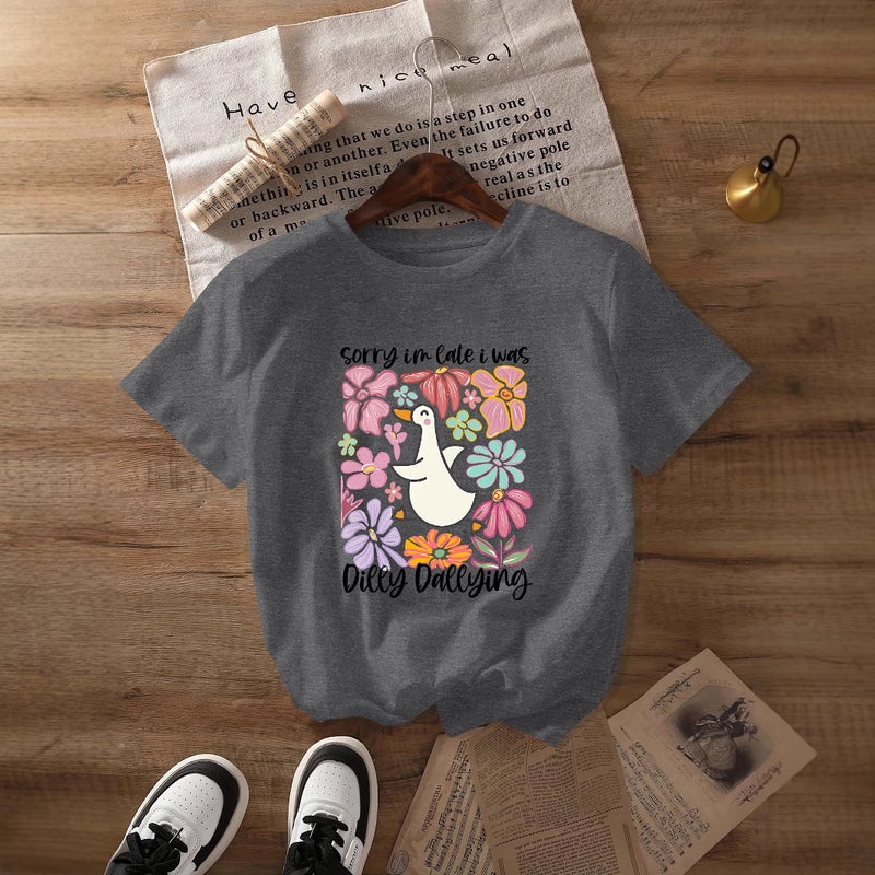 Independent Station Women'S Tops Round Neck Cartoon Printed Short-Sleeved T-Shirt-M - Image 4