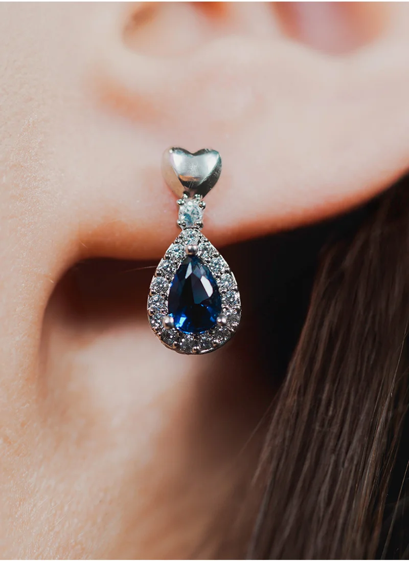 BUCKLEY LONDON Sapphire Heart Pear-Drop Earring