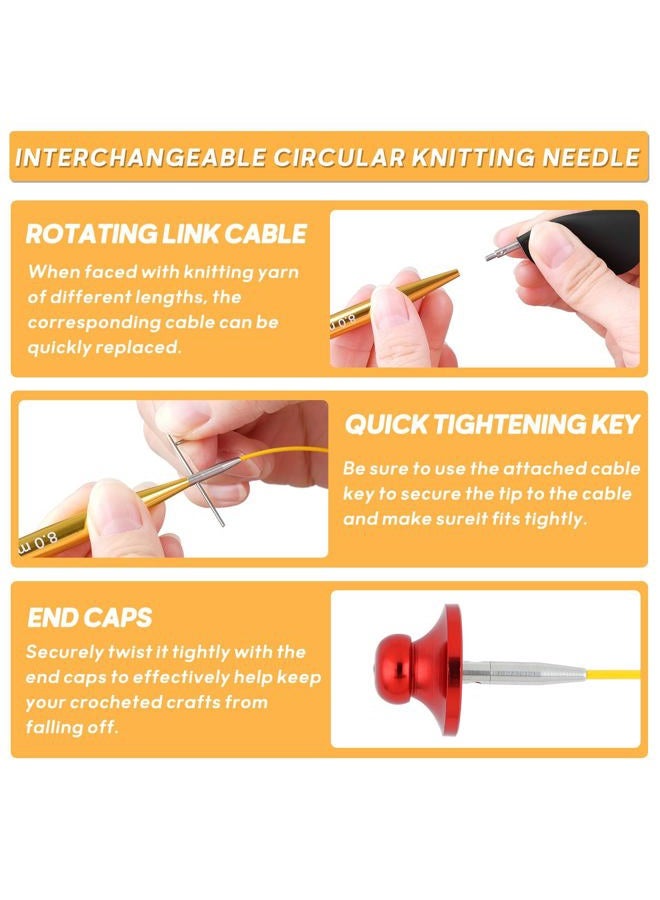 Stithoo Interchangeable Circular Knitting Needles Set, 13 Pairs (3mm-10mm) US 2.5-15 with 16, 24, 32, 40 Inch Cables, Accessories and Case for Knitting Hats, Sweaters, Shawls, Blankets - Image 3