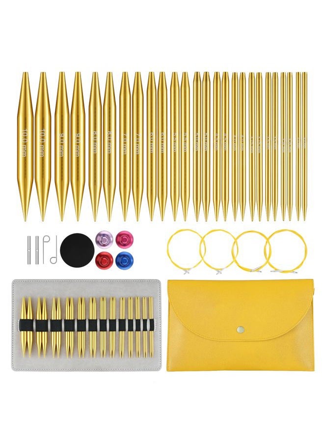 Stithoo Interchangeable Circular Knitting Needles Set, 13 Pairs (3mm-10mm) US 2.5-15 with 16, 24, 32, 40 Inch Cables, Accessories and Case for Knitting Hats, Sweaters, Shawls, Blankets - Image 1