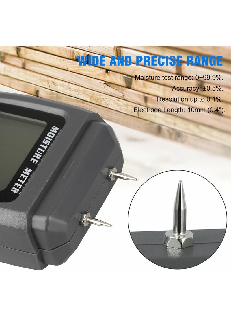 Eyech Digital Wood Moisture Meter Handheld LCD Moisture Tester Detector with 2 Test Probes for WoodPaperConcreteFirewoodBuilding Material Humidity Measuring  - Image 4