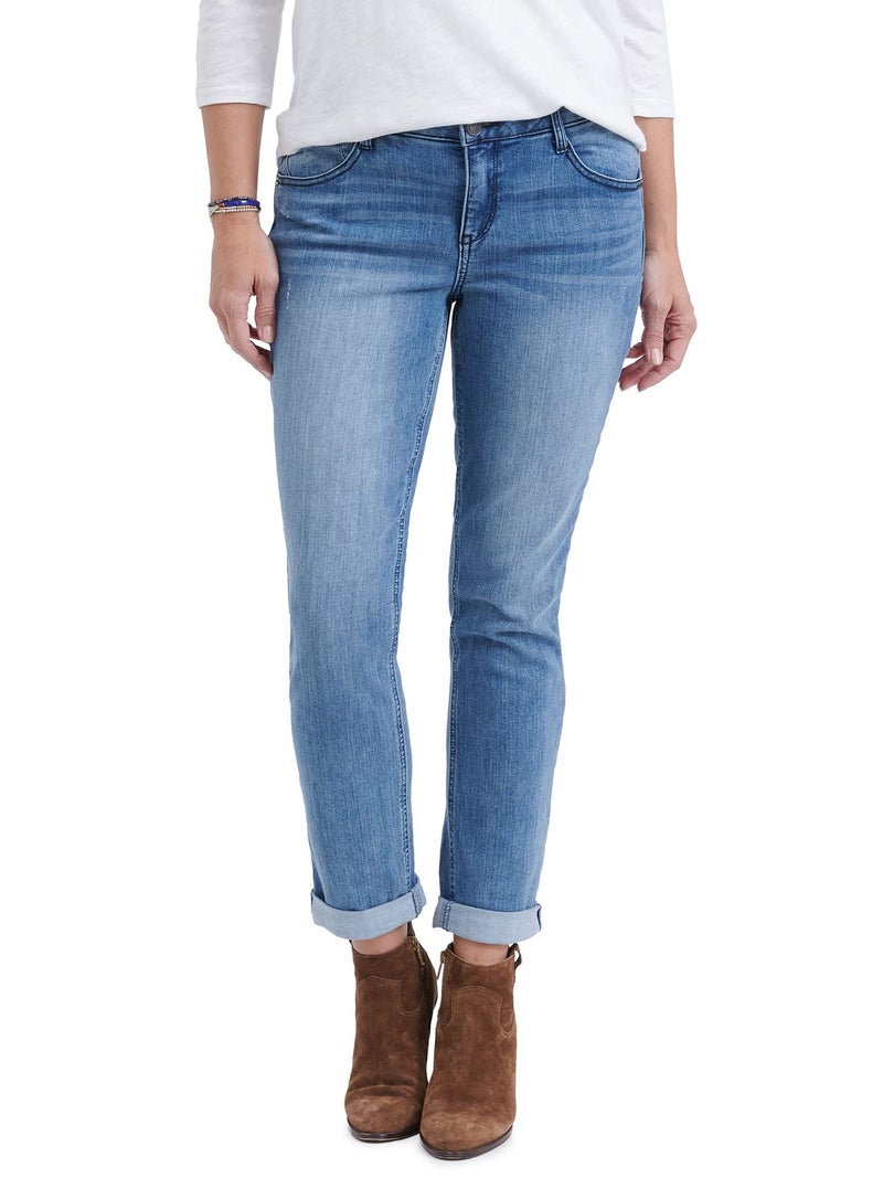 Democracy Womens Petite Ab Solution Girlfriend Jean Blue 12P