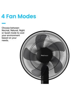Pro Breeze Pro Breeze 16-Inch Pedestal Fan with Remote Control and LED Display, 4 Operational Modes, 80° Oscillation, Adjustable Height & Pivoting Fan Head, Perfect for Homes, Offices and Bedrooms - Black  - Image 5