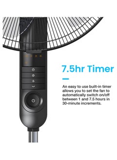Pro Breeze Pro Breeze 16-Inch Pedestal Fan with Remote Control and LED Display, 4 Operational Modes, 80° Oscillation, Adjustable Height & Pivoting Fan Head, Perfect for Homes, Offices and Bedrooms - Black  - Image 2