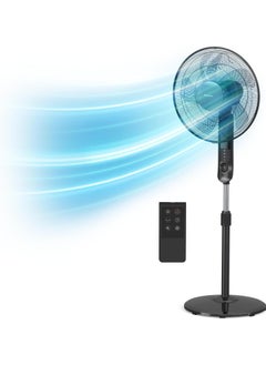 Pro Breeze Pro Breeze 16-Inch Pedestal Fan with Remote Control and LED Display, 4 Operational Modes, 80° Oscillation, Adjustable Height & Pivoting Fan Head, Perfect for Homes, Offices and Bedrooms - Black  - Image 1