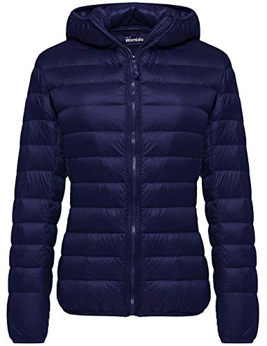 wantdo Women's Hooded Packable Ultra Light Weight Short Down Jacket Navy Medium - Image 1
