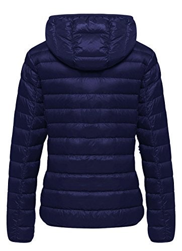 wantdo Women's Hooded Packable Ultra Light Weight Short Down Jacket Navy Medium - Image 2