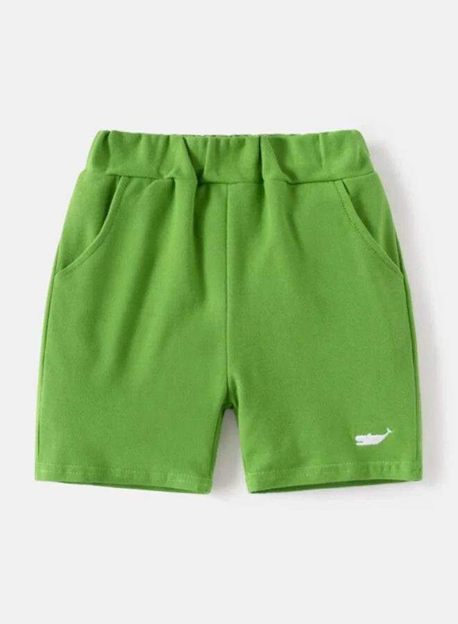 يونيكي Green Polo Collar Short Sleeve Applique Tshirt & Shorts