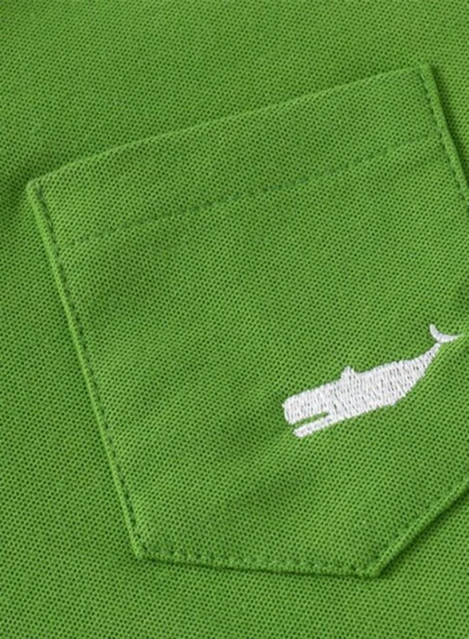 يونيكي Green Polo Collar Short Sleeve Applique Tshirt & Shorts
