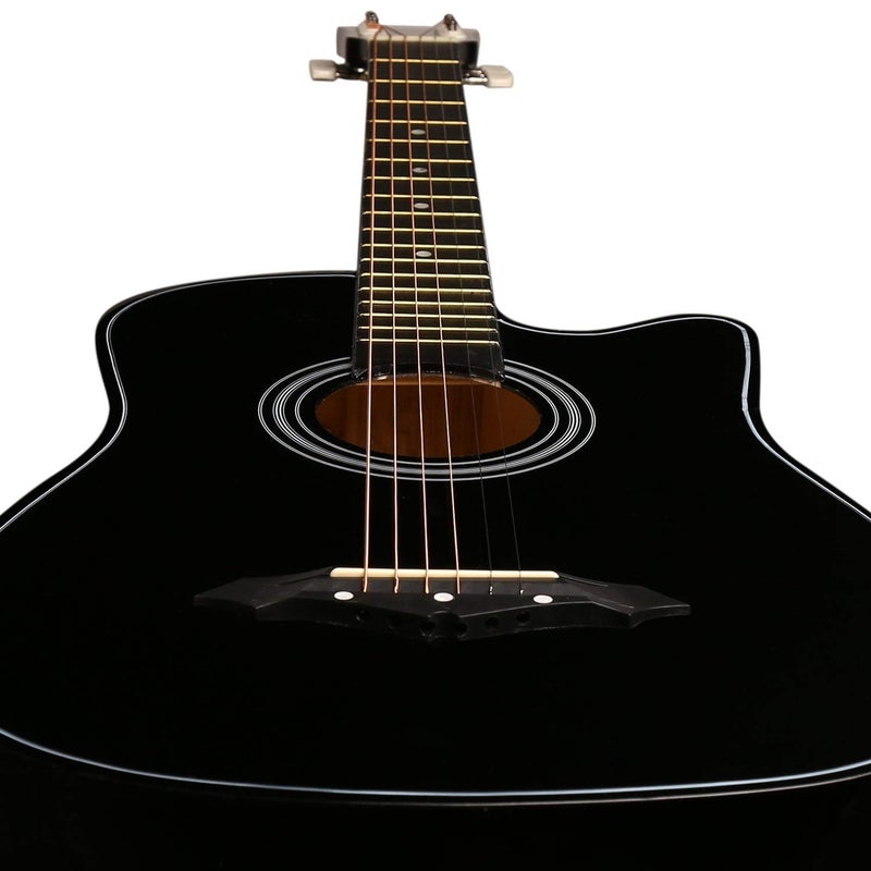 Juarez Engineered Wood Acoustic Guitar, 38 Inch Cutaway, JRZ38C/BKNA Black - Image 2