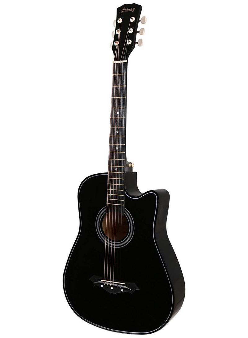 Juarez Engineered Wood Acoustic Guitar, 38 Inch Cutaway, JRZ38C/BKNA Black - Image 1