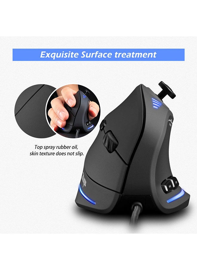 ZELOTES - C-18 Vertical Wired Gaming Mouse 11 Programmable Buttons Adjustable 10000DPI Laser Engine RGB Light Belt 128KB On-board Memory - Image 1