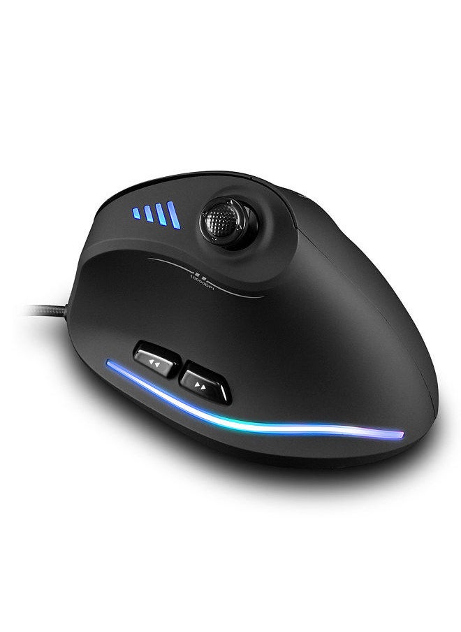 ZELOTES - C-18 Vertical Wired Gaming Mouse 11 Programmable Buttons Adjustable 10000DPI Laser Engine RGB Light Belt 128KB On-board Memory - Image 1