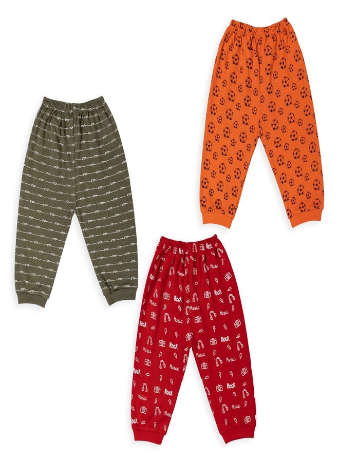 AMY Cotton Baby Pajama Pants with Sporty Prints | Premium Pure Cotton Fabric for All-Day Comfort (Deep, Pack of 3, 3-18 Months, Unisex Baby, Pajamas) (6-12 M) - Image 1